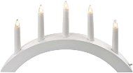 Candlestick with 5x Bulb E10 Wooden White, Arch, 40x28cm, Indoor - Electric Christmas Candlestick