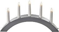 Svietnik na 5× žiarovičku E10 drevený sivý, oblúk, 40 × 28 cm, vnútorný - Elektrický vianočný svietnik