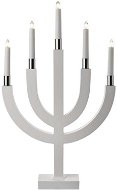 Kerzenhalter für 5 x E10 Glühbirne Holz weiß - fünfarmig - 35 cm x 67 cm - Elektrischer Weihnachtsleuchter