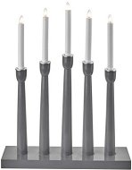 Candlestick for 5x Bulb E10 Wooden Grey, 36x49cm, Indoor - Electric Christmas Candlestick