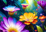 ENJOY Puzzle Flowers in the rain 1000 pieces - Jigsaw Puzzle