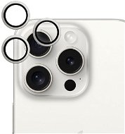 Ochranné sklo na objektív Epico hliníkové ochranné sklo na šošovky fotoaparátu pre iPhone 15 Pro/15 Pro Max  – biely titán - Ochranné sklo na objektiv