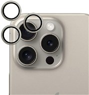 Ochranné sklo na objektiv Epico hliníkové ochranné sklo na čočky fotoaparátu pro iPhone 15 Pro / 15 Pro Max  - přírodní titan - Ochranné sklo na objektiv