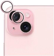 Ochranné sklo na objektív Epico hliníkové ochranné sklo na šošovky fotoaparátu pre iPhone 15/15 Plus – ružové - Ochranné sklo na objektiv