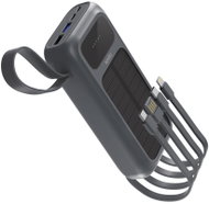 Spello ForcePack 5in1 20000mAh solární powerbanka se 4 integrovanými kabely SP25 - šedá - Power Bank