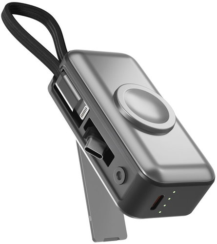 Spello ForcePack Mini 2in1 5000mAh powerbanka s nabíjením hodinek a stojánkem SP09 - vesmírně šedá - Power Bank - Main image