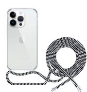 Telefon tok Epico iPhone 13 Pro fekete-fehér átlátszó tok nyakpánttal - Kryt na mobil