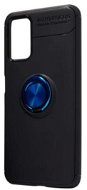 Spello Silk Matt Hülle mit Ring für Samsung Galaxy A22 5G - schwarz/blauer Ring - Handyhülle