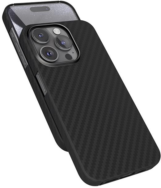 Epico Mag+ Carbon iPhone 15 Pro fekete MagSafe tok
