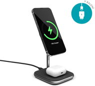 Epico Qi2 Mag+ 2-in-1 Wireless-Ladegerät mit Adapter - Schwarz - MagSafe kabelloses Ladegerät