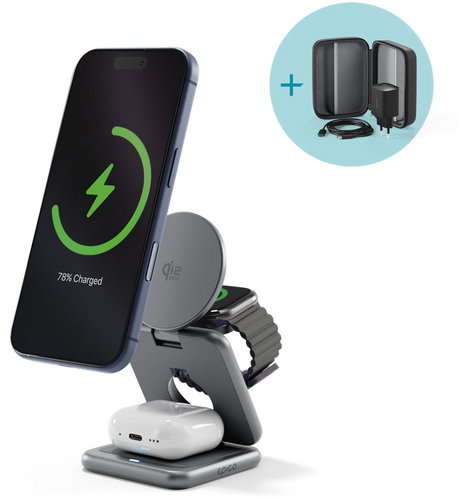 Epico UltraBase Qi2 25 W 3in1 Fold Metal Mag+ Wireless Charging Stand EF60 - space grey - Kabelloses Ladegerät - Hauptbild
