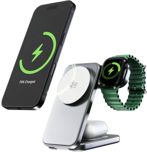 Spello ForceBase 3in1 Qi2 25 W Fold Wireless Charging Stand SF50b - silber - Kabelloses Ladegerät - Hauptbild