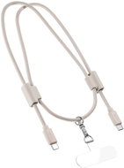 Epico phone lanyard with USB-C to USB-C cable - beige - Power Cable