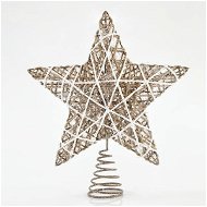 Csillag csúcsdísz, arany, fehér húrral, 30,5 cm - Karácsonyi díszítés