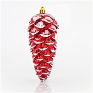 Plastové červené zasnežené šišky, 14 cm - Vianočné ozdoby