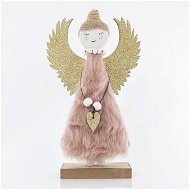 Álló rózsaszín angyal arany szárnyakkal, 12x4x20,5cm - Karácsonyi díszítés