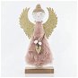 Stojící růžový anděl se zlatými křídly, 12x4x20,5cm - Vianočná dekorácia