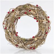 Christmas Wreath EUROLAMP Golden wreath with red berries and golden stars - Vánoční věnec