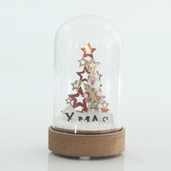 EUROLAMP Vánoční dekorace - skleněná kopule se stromem a hvězdami, 8 x 8 x 14 cm - Vánoční dekorace
