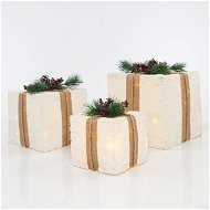 EUROLAMP osvetlené Darčekové Škatuľky s bielou kožušinou - Vianočná dekorácia
