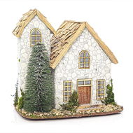 EUROLAMP Vánoční dekorace - domeček se stromem, 22 x 19 x 23 cm - Vánoční dekorace