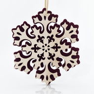 EUROLAMP Vánoční dekorace - dřevěná závěsná sněhová vločka, 14 x 0,5 x 15 cm - Vánoční dekorace