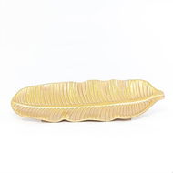 EUROLAMP Vánoční dekorace - zlatý talíř, tvar listu, 14 x 36 x 2,5 cm - Vánoční dekorace