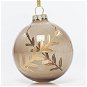 EUROLAMP Vánoční ozdoby Skleněná průhledná hnědá koule s lístky růžového zlata 8 cm, SET 4 ks - Vánoční ozdoby
