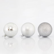 EUROLAMP Vánoční ozdoby Plastové stříbrné koule 8 cm, SET 6 ks - Vánoční ozdoby