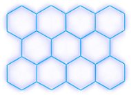 Escape6 Kompletní LED hexagonové svítidlo modré, rozměr 11 elementů 336 × 238 cm - Modular Light