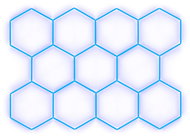 Escape6 Kompletní LED hexagonové svítidlo modré, rozměr 11 elementů 336 × 238 cm - Modular Light