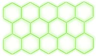 Escape6 Kompletní LED hexagonové svítidlo zelené, rozměr 11 elementů 336 × 238 cm - Modular Light