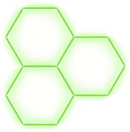 Escape6 Kompletné LED hexagónové svietidlo zelené, rozmer 3 elementy 168 × 166 cm - Modulárne svetlo