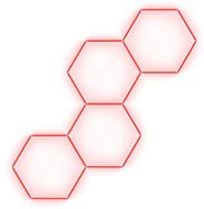 Escape6 Kompletné LED hexagónové svietidlo červené, rozmer 4 elementy 166 × 288 cm - Modulárne svetlo