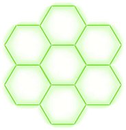 Escape6 Kompletní LED hexagonové svítidlo zelené, rozměr 7 elementů 238 × 252 cm - Modular Light