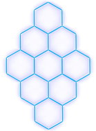 Escape6 Kompletní LED hexagonové svítidlo modré, rozměr 9 elementů 246 × 386 cm - Modular Light