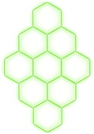 Escape6 Kompletní LED hexagonové svítidlo zelené, rozměr 9 elementů 246 × 386 cm - Modular Light
