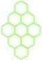 Escape6 Kompletní LED hexagonové svítidlo zelené, rozměr 9 elementů 246 × 386 cm - Modular Light