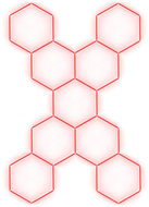 Escape6 Kompletní LED hexagonové svítidlo červené, rozměr 9 elementů 246 × 386 cm tvar X - Modular Light