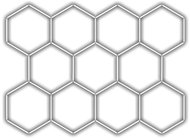 Escape6 Complete LED hexagonal luminaire white 6500 K, 11 elements 336 × 238 cm - Modular Light