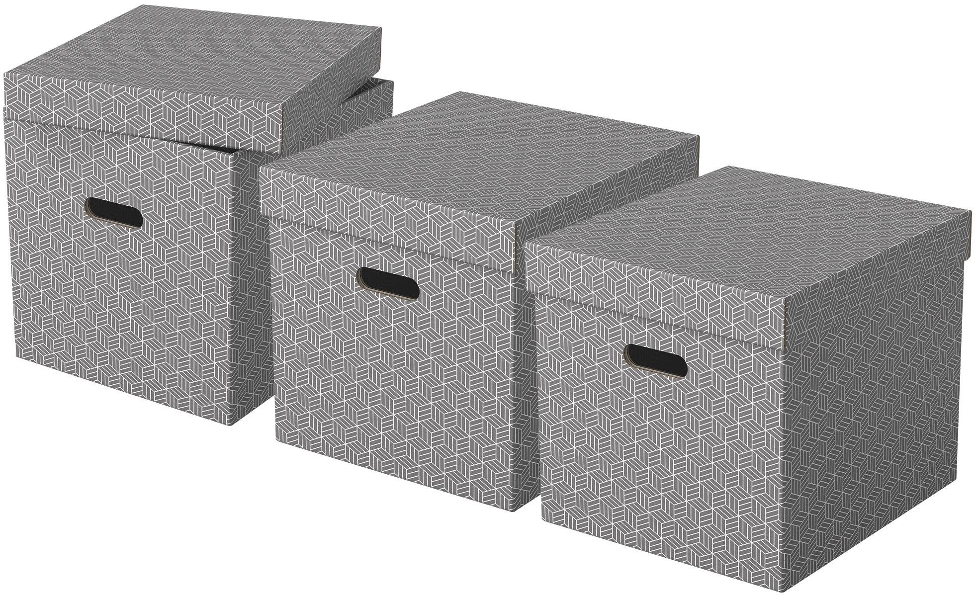 Esselte Home kocka alakú 32 x 31.5 x 36.5 cm, szürke - 3 darabos szett