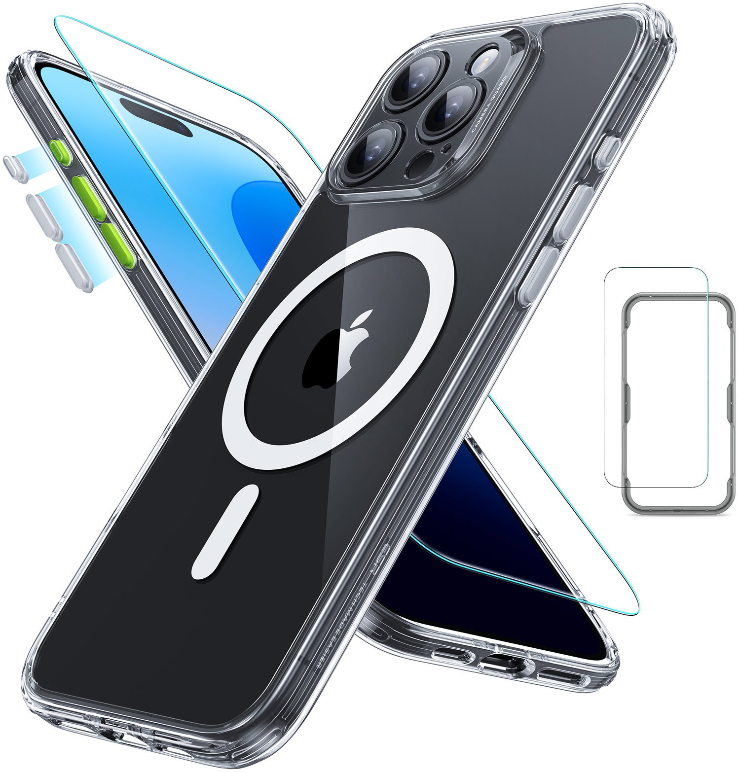 ESR Classic Pro Case (HaloLock) Set, Compatible with iPhone 16 Pro Max, Clear tok