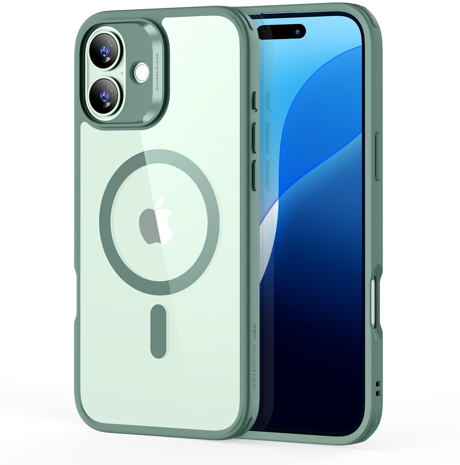 ESR Classic Hybrid Case (HaloLock), Compatible with iPhone 16 Plus, Clear Green tok