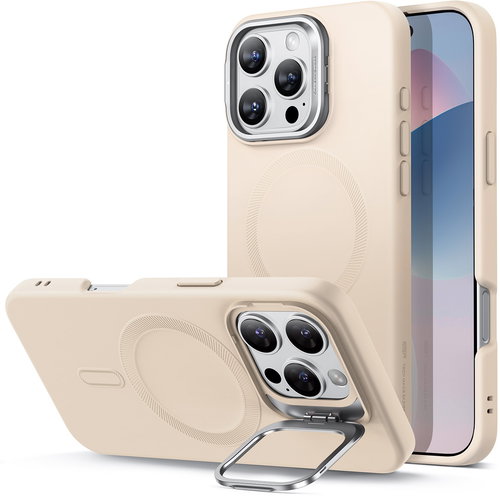 ESR Cloud Soft Case with Stash Stand (HaloLock), Compatible with iPhone 16 Pro, Light Tan - Handyhülle - Hauptbild