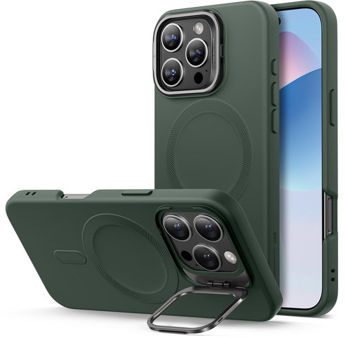 ESR Cloud Soft Case with Stash Stand (HaloLock), Compatible with iPhone 16 Pro, Green - Phone Cover - Main image