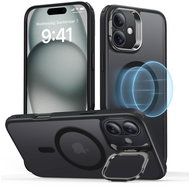ESR Classic Hybrid Case with Stash Stand (HaloLock), Compatible with iPhone 16, Frosted Black - Phone Cover