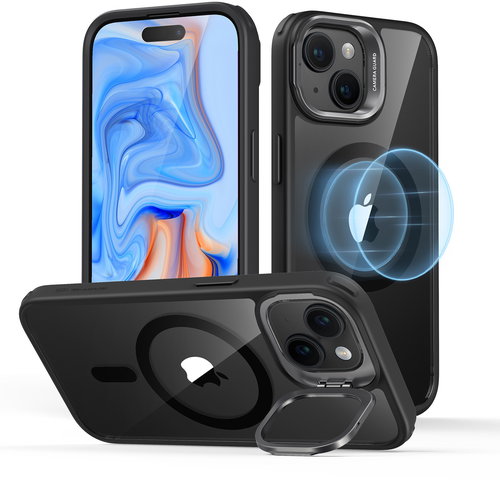ESR Classic Hybrid Case with Stash Stand (HaloLock), Compatible with iPhone 15, Clear Black - Handyhülle - Hauptbild
