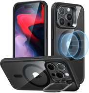 ESR Classic Hybrid Case with Stash Stand (HaloLock), Compatible with iPhone 15 Pro, Clear Black - Phone Cover