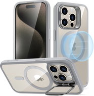 ESR Classic Hybrid Case with Stash Stand (HaloLock), Compatible with iPhone 15 Pro, Clear Grey - Phone Cover