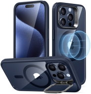 ESR Classic Hybrid Case with Stash Stand (HaloLock), Compatible with iPhone 15 Pro, Clear Dark Blue - Phone Cover